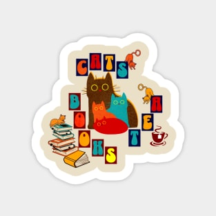 Cat, books and coffee Sticker